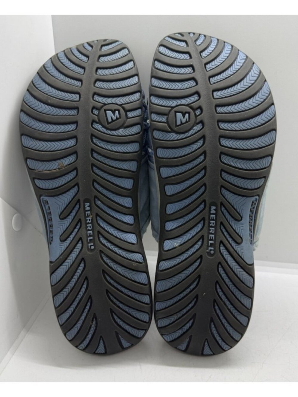 Merrell Lilyfern Washed Denim Blue Leather Slide Sandals Women Sz 9 US J89892 - Picture 7 of 9